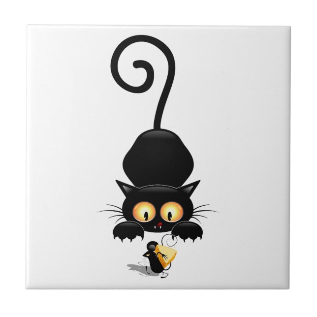 Azulejo De Cerâmica Gato e Rato com Personagens de desenho animados Di (Frente)