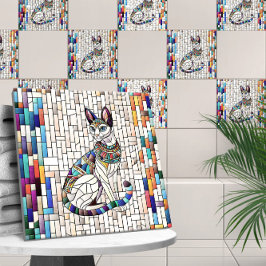 Azulejo De Cerâmica Gato Egípcio - Arte Mosaica