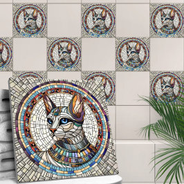 Azulejo De Cerâmica Gato Egípcio - Arte Mosaica