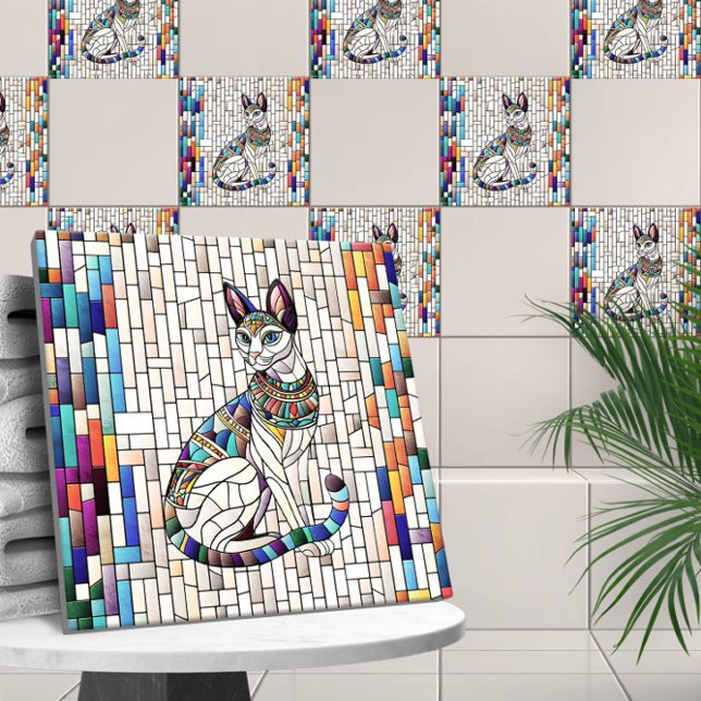 Azulejo De Cerâmica Gato Egípcio - Arte Mosaica (Criador carregado)