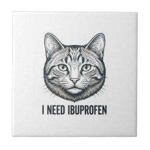 Azulejo De Cerâmica Gato Engraçado Ibuprofeno Design de Gravura Vintag