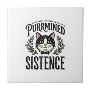 Azulejo De Cerâmica Gato Engraçado Purrminou Existência Gráfico Vintag