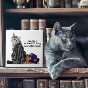 Azulejo De Cerâmica Gato Engraçado Teimoso Sem Remorso Tabby