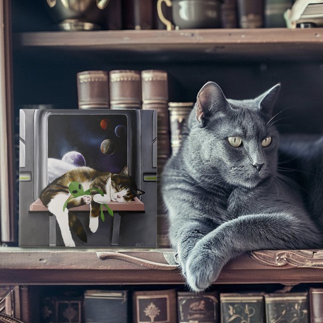 Azulejo De Cerâmica Gato Espacial Ficha Científica Fi (Criador carregado)