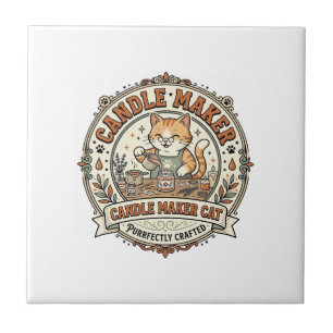 Azulejo De Cerâmica Gato Fazedor de Velas Gato Fazedor de Velas Vetor 