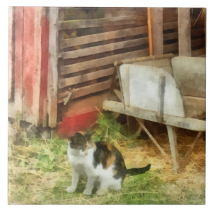Azulejo De Cerâmica Gato Fazenda