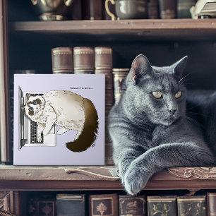 Azulejo De Cerâmica Gato Fofinho Ragdoll Notebook Lavanda Engraçado