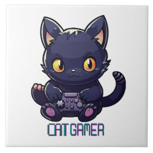 Azulejo De Cerâmica Gato Gamer