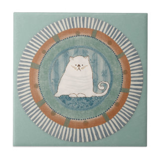 Azulejo De Cerâmica Gato Genciana Azul Terracota Aqua Verde Azul