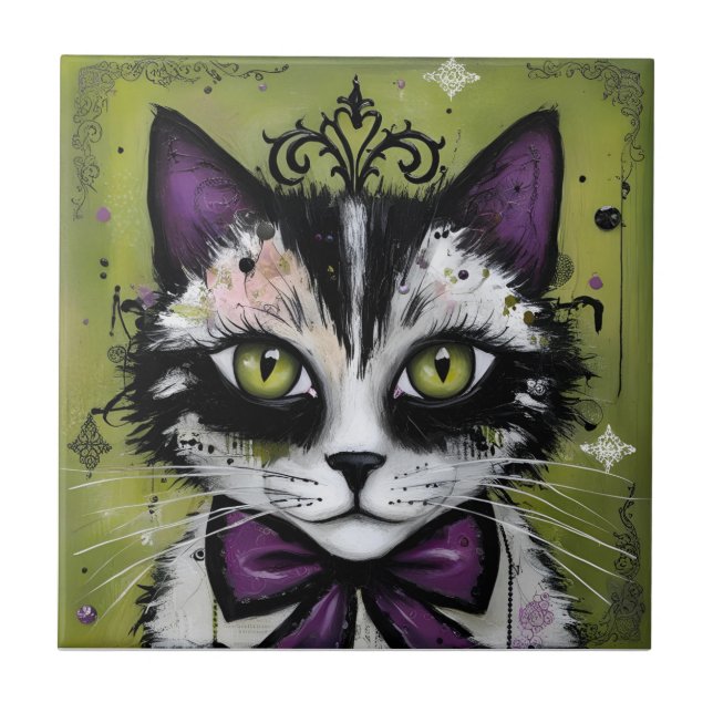 Azulejo De Cerâmica Gato Gótico (Frente)