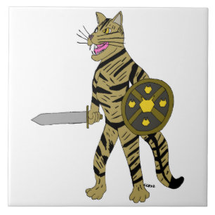 Azulejo De Cerâmica Gato Guerreiro