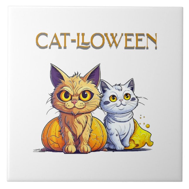 Azulejo De Cerâmica Gato Halloween  (Frente)