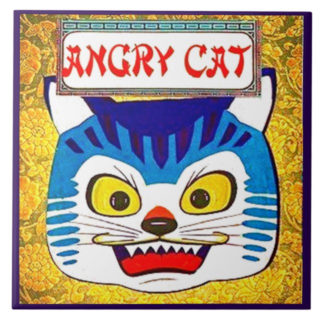 Azulejo De Cerâmica Gato Irritado (Frente)