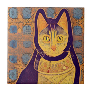 Azulejo De Cerâmica Gato marroquino, mosaico, abstrato, vozes quentes 