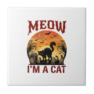 Azulejo De Cerâmica Gato Miau Halloween Preto Cemitério_1
