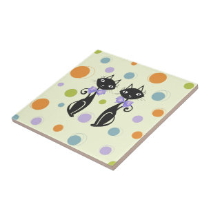 Azulejo De Cerâmica Gato Moderno do Meio século