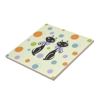 Azulejo De Cerâmica Gato Moderno do Meio século