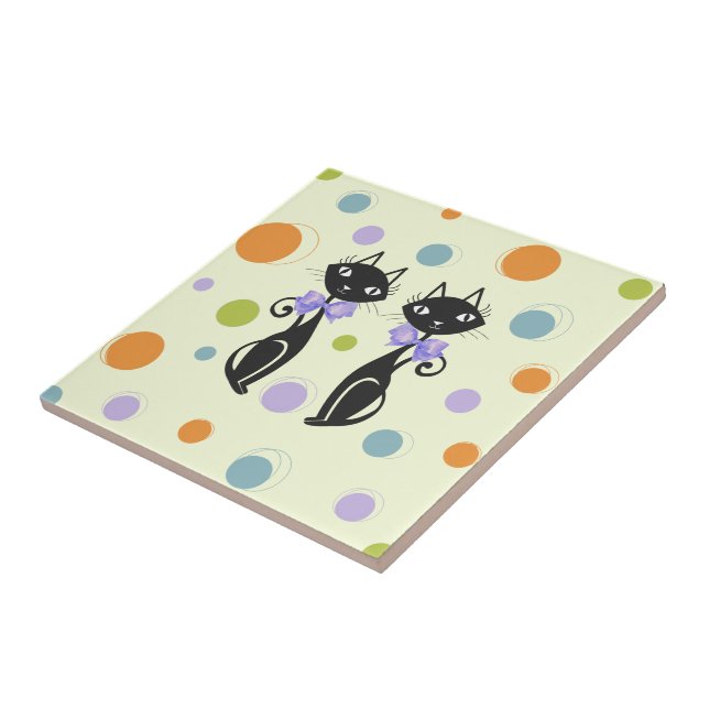 Azulejo De Cerâmica Gato Moderno do Meio século (Lateral)