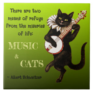 Azulejo De Cerâmica Gato Musical Fofo Dois Meios De Refúgio Schweitzer