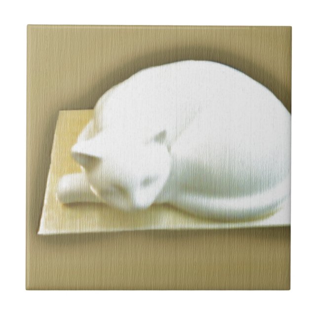 Azulejo De Cerâmica Gato na Dourada Caixa II (Frente)