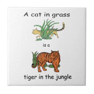 Azulejo De Cerâmica Gato na Grama é um Tigre na Selva