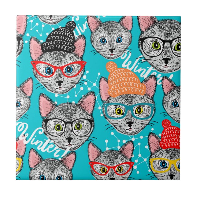 Azulejo De Cerâmica Gato no chapéu (Frente)