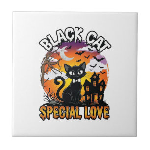 Azulejo De Cerâmica Gato Preto Amor Especial Halloween Casa Assombrada