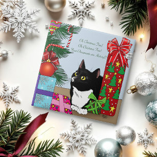 Azulejo De Cerâmica Gato Preto Branco Engraçado de Smoking Árvore de N