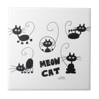 Azulejo De Cerâmica Gato preto dos desenhos animados - lotes dos meows