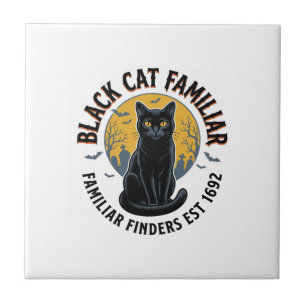 Azulejo De Cerâmica Gato Preto Familiar Design de Resgate de Halloween