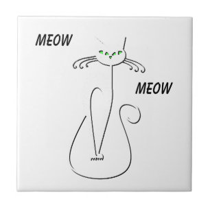 Azulejo De Cerâmica Gato Preto-Viciado Em Vaca-Vaca Curva Texto Person