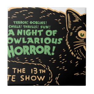 Azulejo De Cerâmica Gato Preto Vintage Halloween