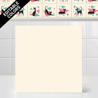 Azulejo De Cerâmica Gato Retro Atômico dos Anos 50 Cor de Creme Editáv