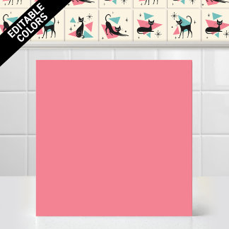Azulejo De Cerâmica Gato Retro Atômico dos Anos 50 Edição Cor de Rosa
