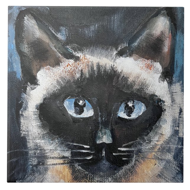 Azulejo De Cerâmica gato siamês (Frente)