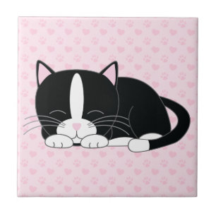 Azulejo De Cerâmica Gato sonolento do smoking
