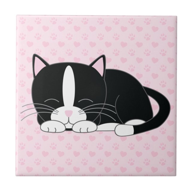 Azulejo De Cerâmica Gato sonolento do smoking (Frente)