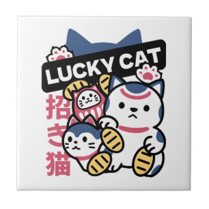 Azulejo De Cerâmica Gato Sortudo Maneki Neko – Gato da Sorte Japonês