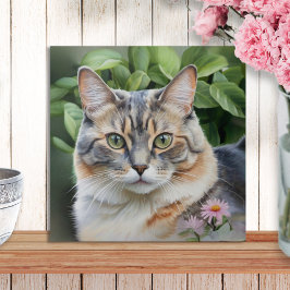 Azulejo De Cerâmica Gato Tortoise Diluto Bonito e Elegante no Jardim