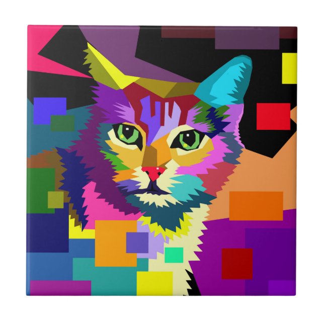 Azulejo De Cerâmica Gato WPAP Multicolor 656 (Frente)