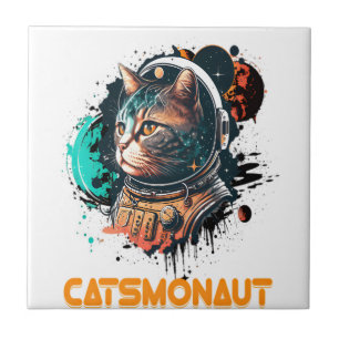 Azulejo De Cerâmica Gatomonauta Astronauta Gato Ou Gato Espacial