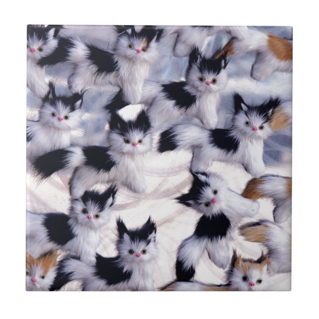 Azulejo De Cerâmica gatos assustadores (Frente)