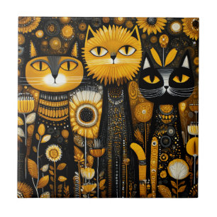 Azulejo De Cerâmica Gatos Caprichosos