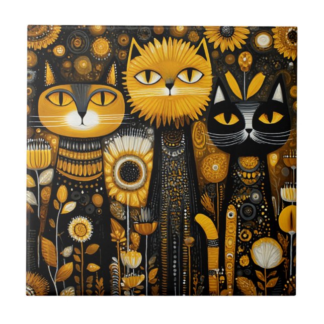 Azulejo De Cerâmica Gatos Caprichosos (Frente)