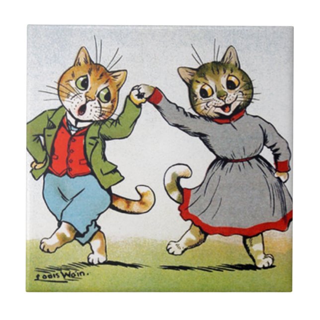 Azulejo De Cerâmica Gatos da dança (Frente)