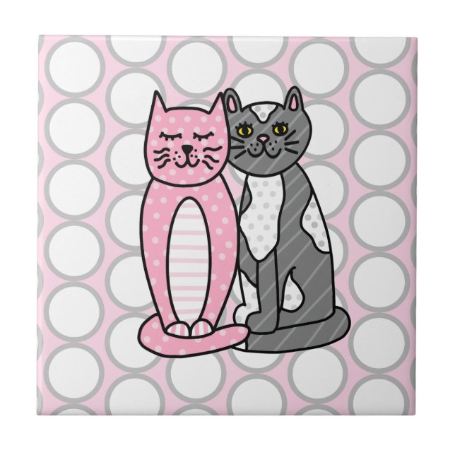 Azulejo De Cerâmica Gatos de Gatinho Rosa e Fofinho, Gatinhos Gatinhos (Frente)