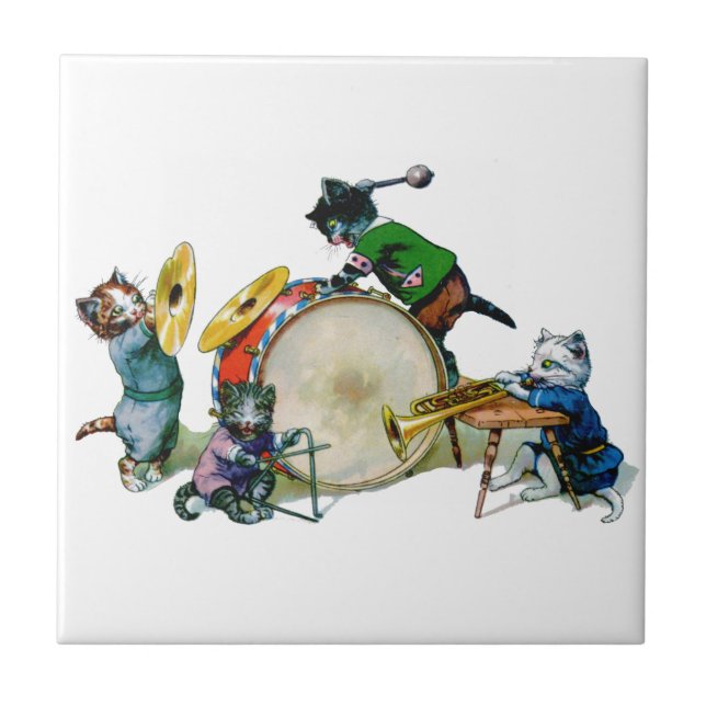 Azulejo De Cerâmica Gatos de Jazz (Frente)