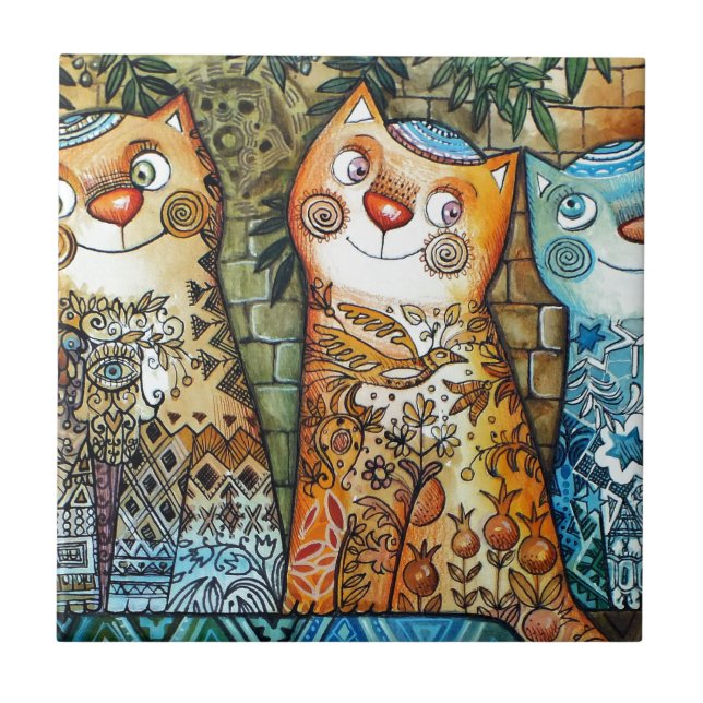 Azulejo De Cerâmica Gatos de Jerusalem (Frente)
