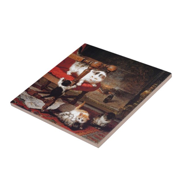 Azulejo De Cerâmica Gatos do vintage pela lareira (Lateral)