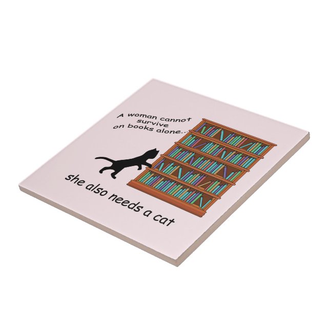 Azulejo De Cerâmica Gatos e Livros (Lateral)